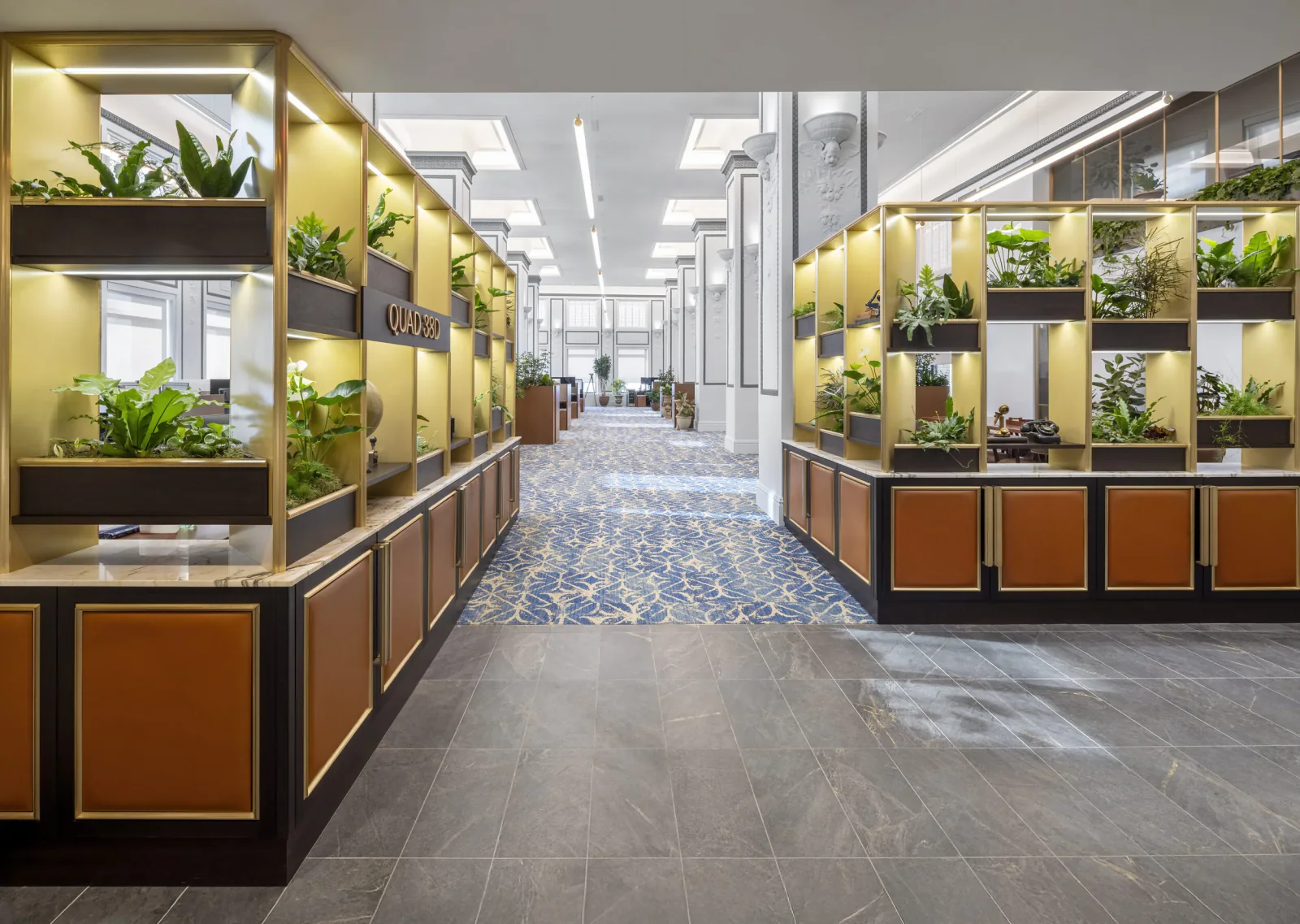 Completed biophilic installation within the investment firm's elegant historic office