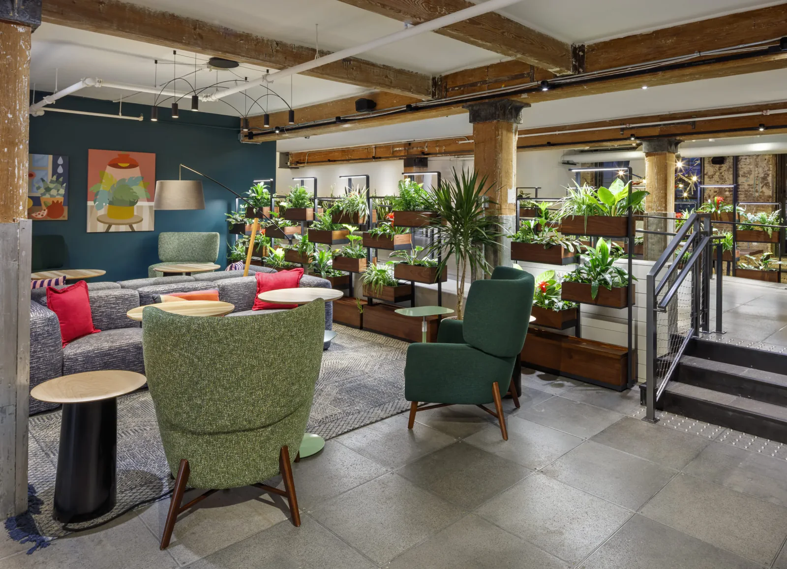 Row of Green Dividers in a Chelsea NYC office