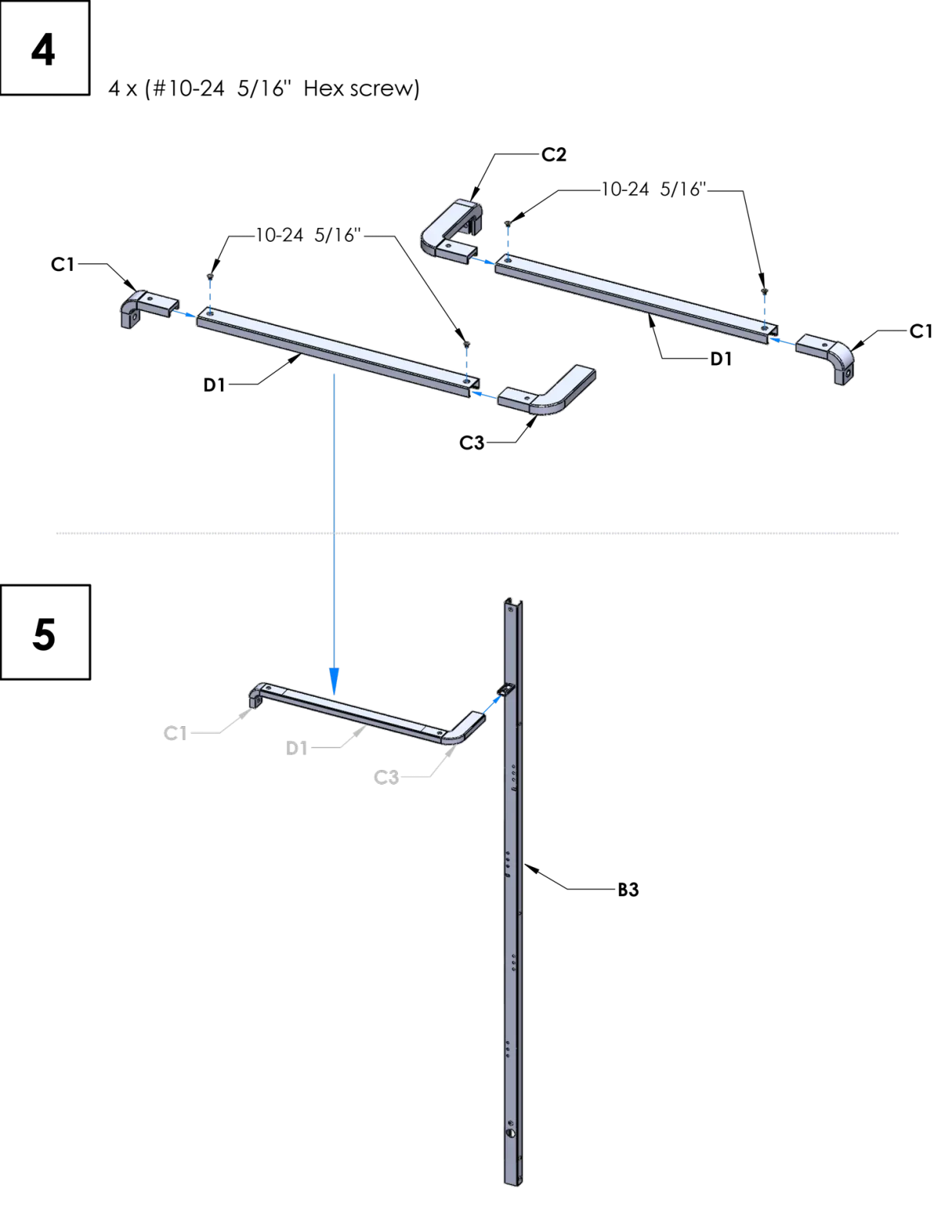 Green Divider frame assembly step 4–5