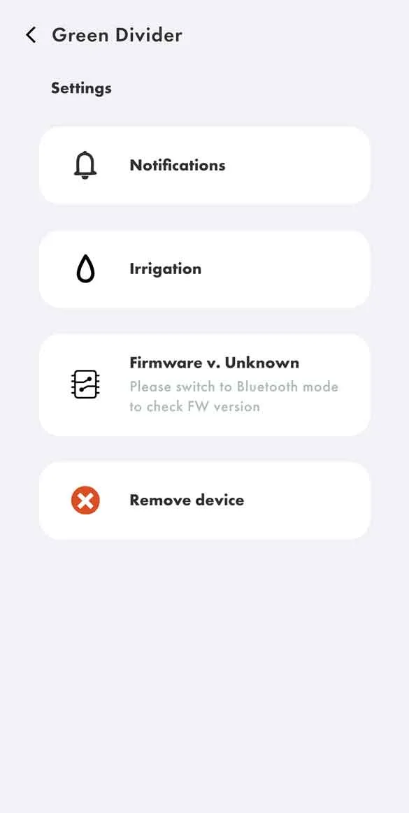 Biotic Instruments app settings screen