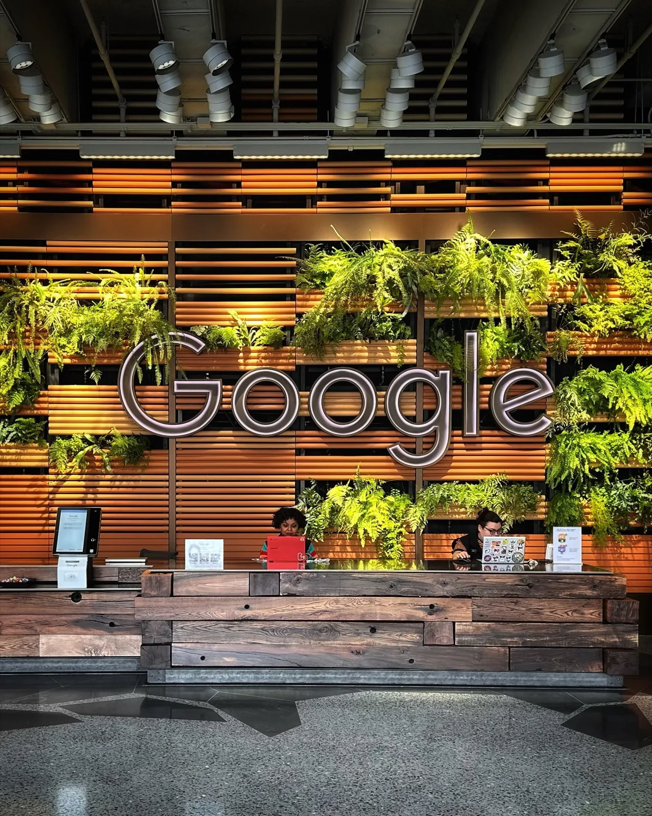 Living wall installation at a Google office lobby