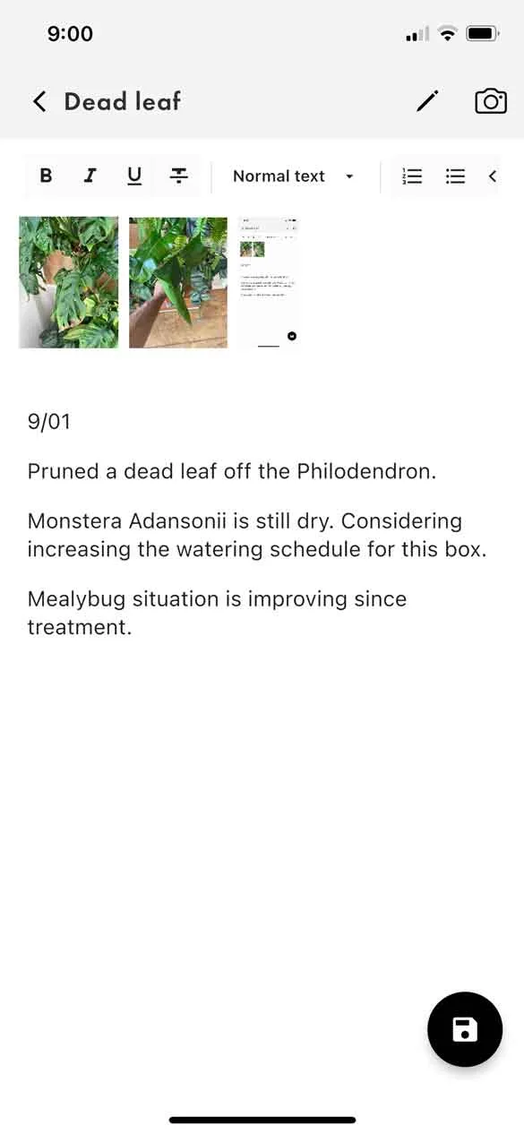 Notes feature of the Biotic Instruments App
